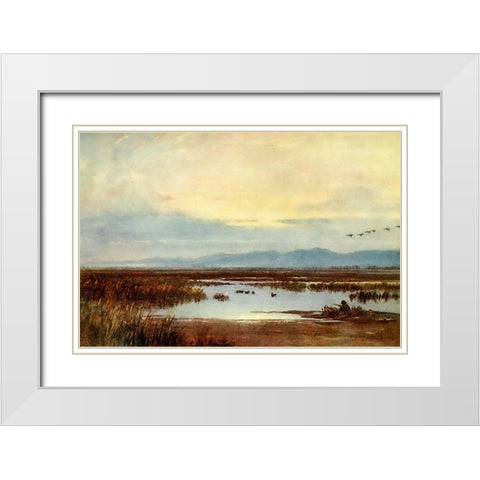 Waiting for duck-Los Banos-California 1914 White Modern Wood Framed Art Print with Double Matting by Palmer, Sutton
