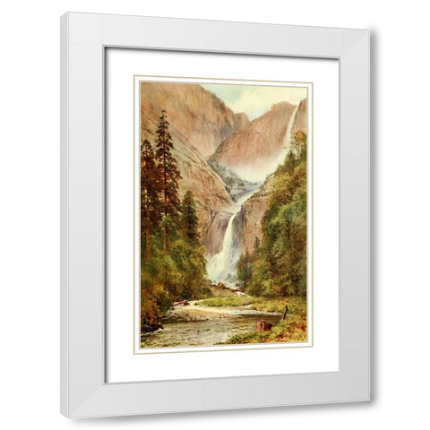 Yosemite Falls-California 1914 White Modern Wood Framed Art Print with Double Matting by Palmer, Sutton