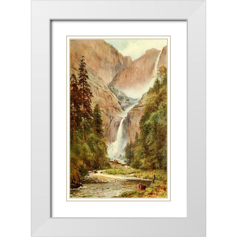 Yosemite Falls-California 1914 White Modern Wood Framed Art Print with Double Matting by Palmer, Sutton