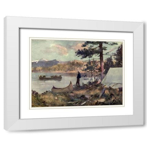 A Sportmans Camp White Modern Wood Framed Art Print with Double Matting by Canadian Pacific Railway