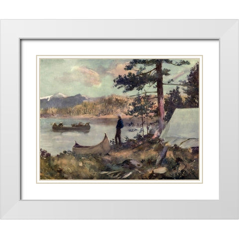 A Sportmans Camp White Modern Wood Framed Art Print with Double Matting by Canadian Pacific Railway