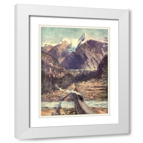The Selkirks White Modern Wood Framed Art Print with Double Matting by Canadian Pacific Railway