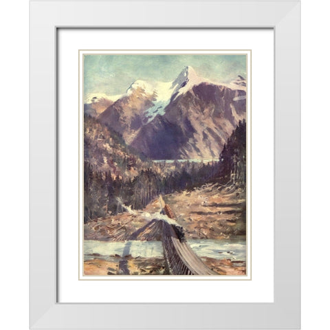 The Selkirks White Modern Wood Framed Art Print with Double Matting by Canadian Pacific Railway