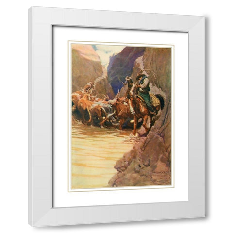 Rounding up White Modern Wood Framed Art Print with Double Matting by Wyeth, Newell