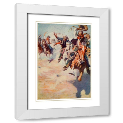 The wild race for dinner White Modern Wood Framed Art Print with Double Matting by Wyeth, Newell