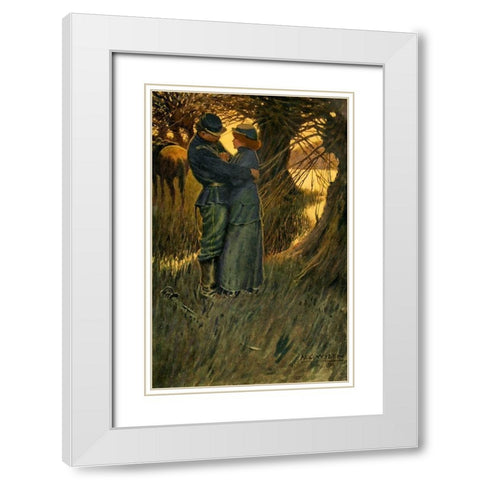 I took her in my arms and held her White Modern Wood Framed Art Print with Double Matting by Wyeth, Newell