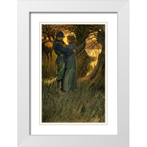 I took her in my arms and held her White Modern Wood Framed Art Print with Double Matting by Wyeth, Newell