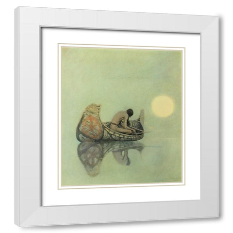 The Silent Fisherman White Modern Wood Framed Art Print with Double Matting by Wyeth, Newell
