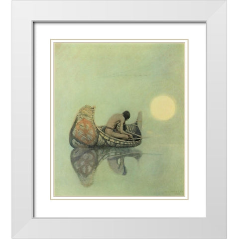 The Silent Fisherman White Modern Wood Framed Art Print with Double Matting by Wyeth, Newell