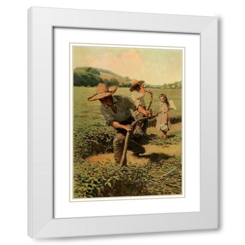 Harvesting White Modern Wood Framed Art Print with Double Matting by Wyeth, Newell