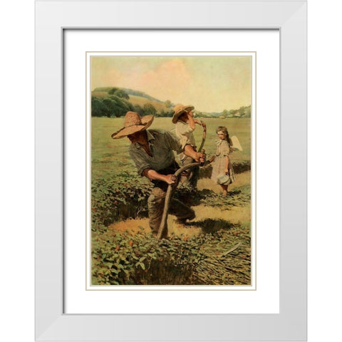 Harvesting White Modern Wood Framed Art Print with Double Matting by Wyeth, Newell