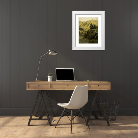 Navajo herder in the foothills White Modern Wood Framed Art Print with Double Matting by Wyeth, Newell