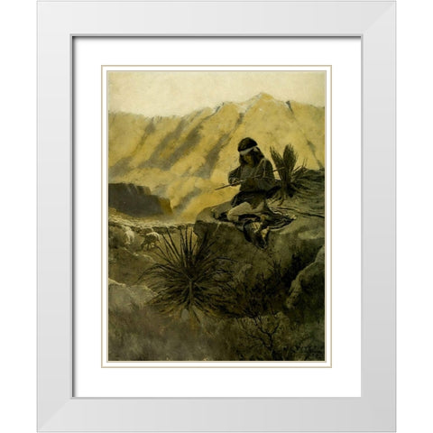 Navajo herder in the foothills White Modern Wood Framed Art Print with Double Matting by Wyeth, Newell