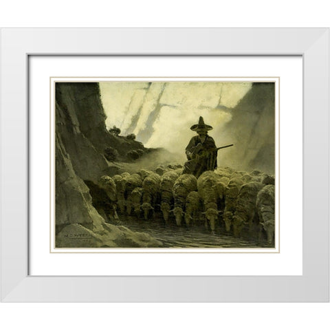 The Mexican Greaser White Modern Wood Framed Art Print with Double Matting by Wyeth, Newell