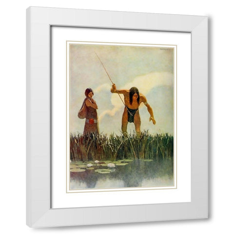 A primitive spearman White Modern Wood Framed Art Print with Double Matting by Wyeth, Newell