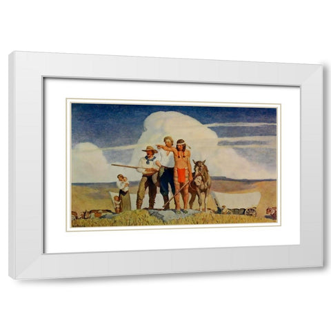 Pioneers-the opening of the prairies White Modern Wood Framed Art Print with Double Matting by Wyeth, Newell