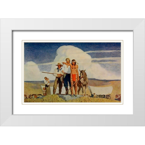 Pioneers-the opening of the prairies White Modern Wood Framed Art Print with Double Matting by Wyeth, Newell