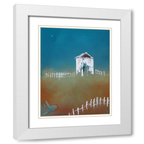 Picket Fence White Modern Wood Framed Art Print with Double Matting by Clement, Diane