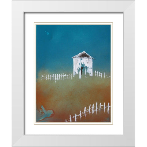 Picket Fence White Modern Wood Framed Art Print with Double Matting by Clement, Diane