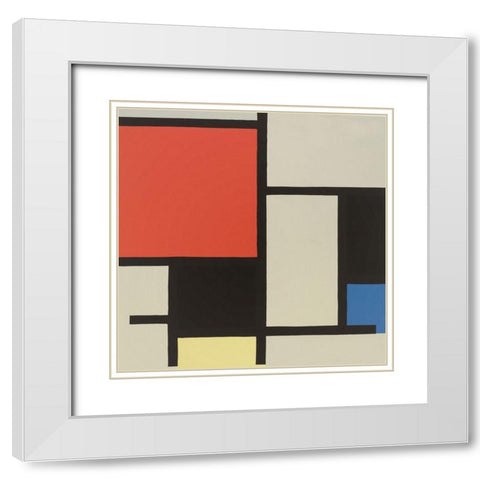 Composition 1921 White Modern Wood Framed Art Print with Double Matting by Mondrian, Piet