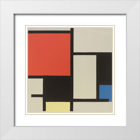 Composition 1921 White Modern Wood Framed Art Print with Double Matting by Mondrian, Piet