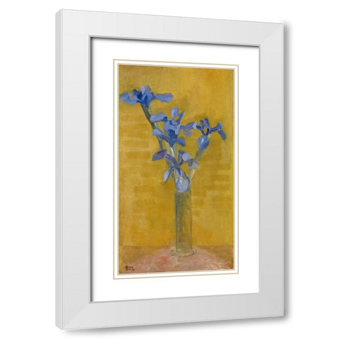 Irises 1910 White Modern Wood Framed Art Print with Double Matting by Mondrian, Piet