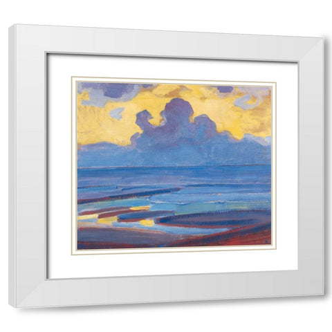 By the Sea White Modern Wood Framed Art Print with Double Matting by Mondrian, Piet
