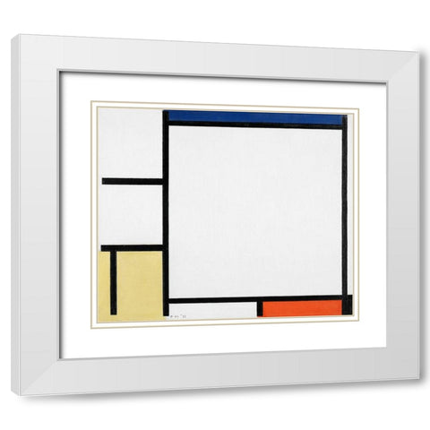 Composition with Blue-Red-Yellow-and Black White Modern Wood Framed Art Print with Double Matting by Mondrian, Piet