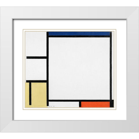 Composition with Blue-Red-Yellow-and Black White Modern Wood Framed Art Print with Double Matting by Mondrian, Piet