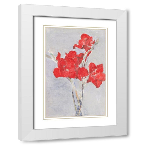 Red Gladioli White Modern Wood Framed Art Print with Double Matting by Mondrian, Piet
