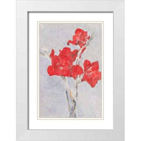 Red Gladioli White Modern Wood Framed Art Print with Double Matting by Mondrian, Piet