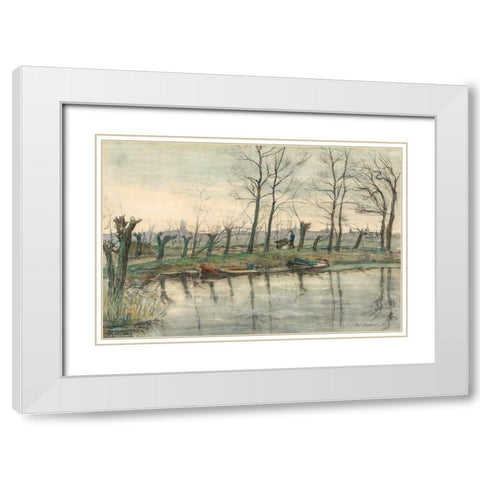 Amsterdam Skyline Viewed from the West White Modern Wood Framed Art Print with Double Matting by Mondrian, Piet