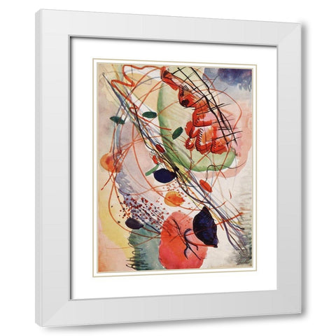 Aquarell print White Modern Wood Framed Art Print with Double Matting by Kandinsky, Wassily