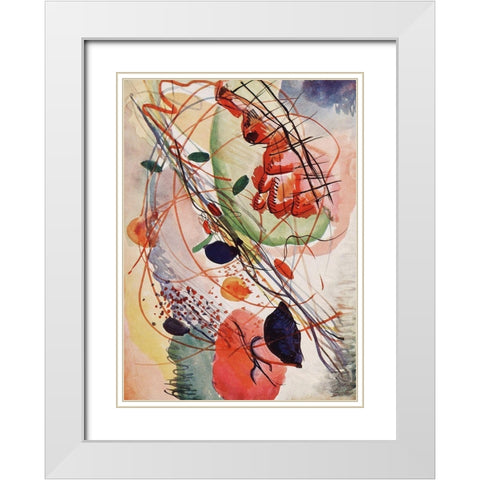 Aquarell print White Modern Wood Framed Art Print with Double Matting by Kandinsky, Wassily