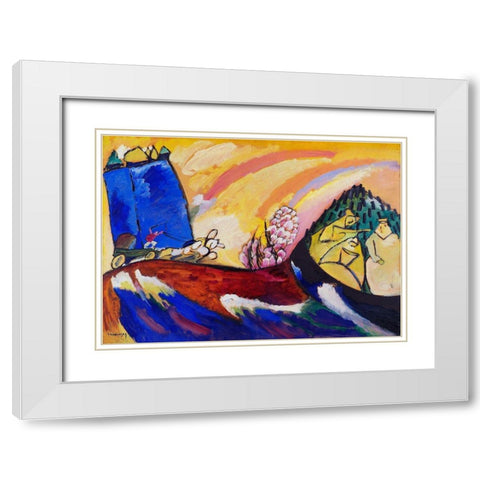 Painting with Troika 1911 White Modern Wood Framed Art Print with Double Matting by Kandinsky, Wassily