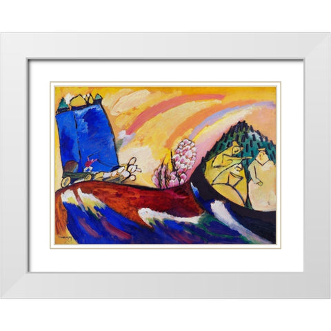 Painting with Troika 1911 White Modern Wood Framed Art Print with Double Matting by Kandinsky, Wassily