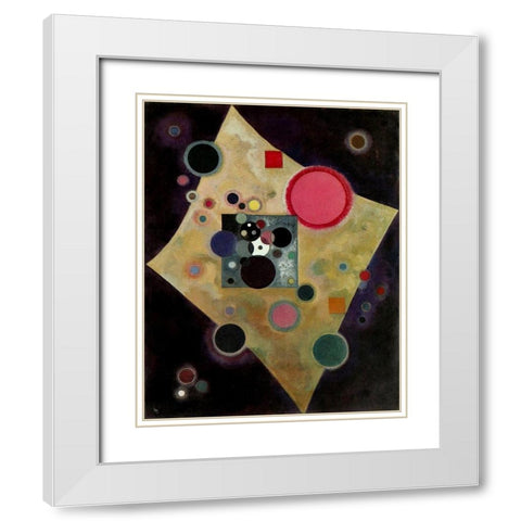 Accent in Pink 1926 White Modern Wood Framed Art Print with Double Matting by Kandinsky, Wassily