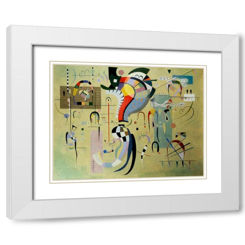 Accompanied Centre 1937 White Modern Wood Framed Art Print with Double Matting by Kandinsky, Wassily