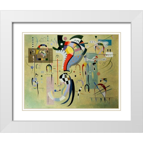 Accompanied Centre 1937 White Modern Wood Framed Art Print with Double Matting by Kandinsky, Wassily