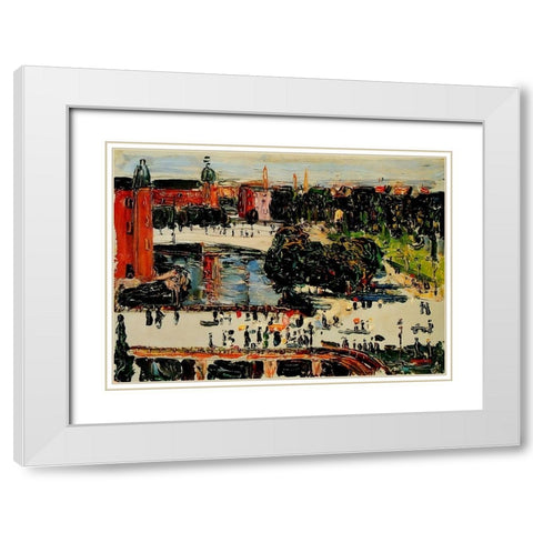Amsterdam-view from a window 1904 White Modern Wood Framed Art Print with Double Matting by Kandinsky, Wassily
