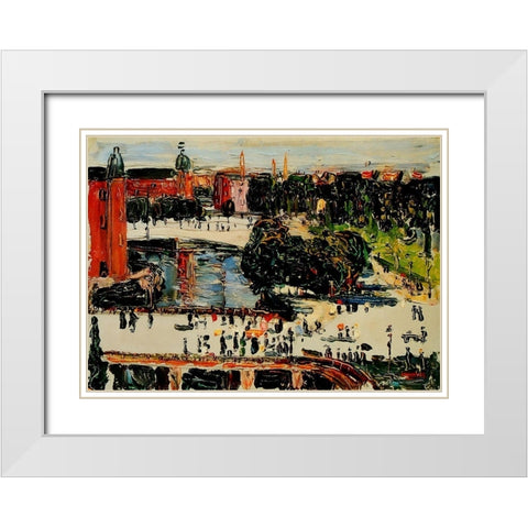 Amsterdam-view from a window 1904 White Modern Wood Framed Art Print with Double Matting by Kandinsky, Wassily