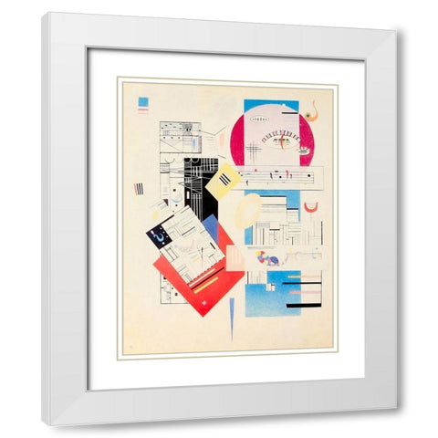 Animated Stability 1937 White Modern Wood Framed Art Print with Double Matting by Kandinsky, Wassily