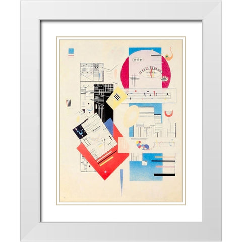 Animated Stability 1937 White Modern Wood Framed Art Print with Double Matting by Kandinsky, Wassily