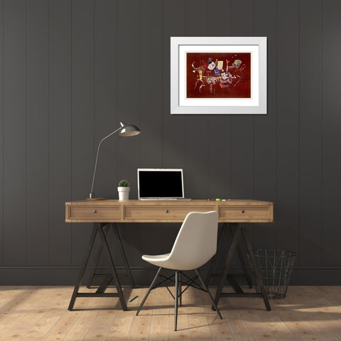 Around the line 1943 White Modern Wood Framed Art Print with Double Matting by Kandinsky, Wassily