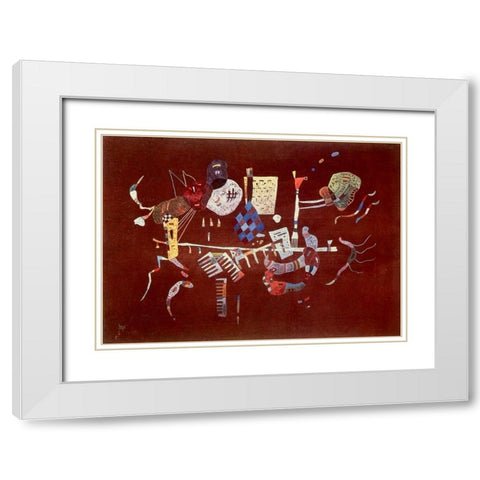 Around the line 1943 White Modern Wood Framed Art Print with Double Matting by Kandinsky, Wassily