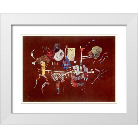 Around the line 1943 White Modern Wood Framed Art Print with Double Matting by Kandinsky, Wassily