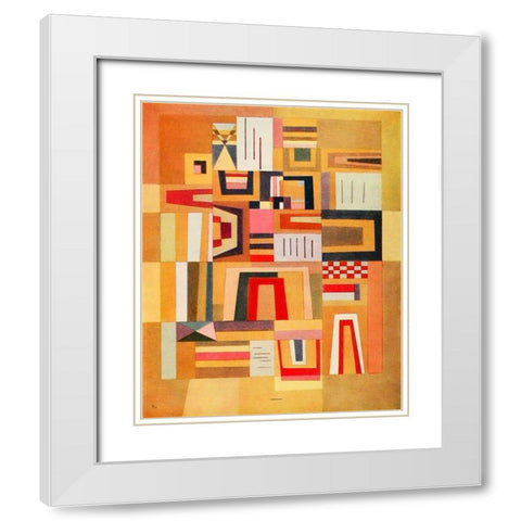 Balance Pink 1932 White Modern Wood Framed Art Print with Double Matting by Kandinsky, Wassily