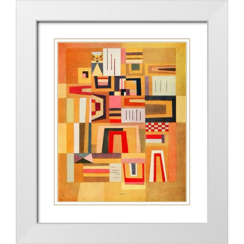 Balance Pink 1932 White Modern Wood Framed Art Print with Double Matting by Kandinsky, Wassily