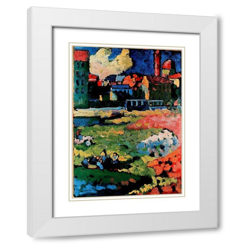 Before the City 1908 White Modern Wood Framed Art Print with Double Matting by Kandinsky, Wassily