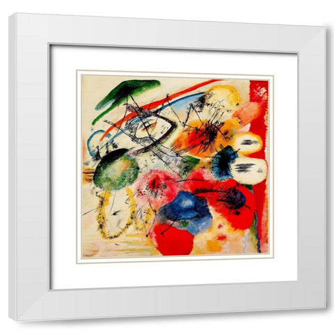 Black Lines 1913 White Modern Wood Framed Art Print with Double Matting by Kandinsky, Wassily